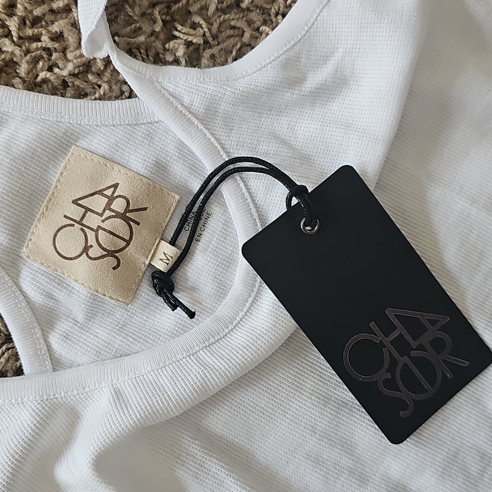 NWT Chaser Ribbed Racerback Tank Ruffle Medium Stretch - Picture 2 of 6